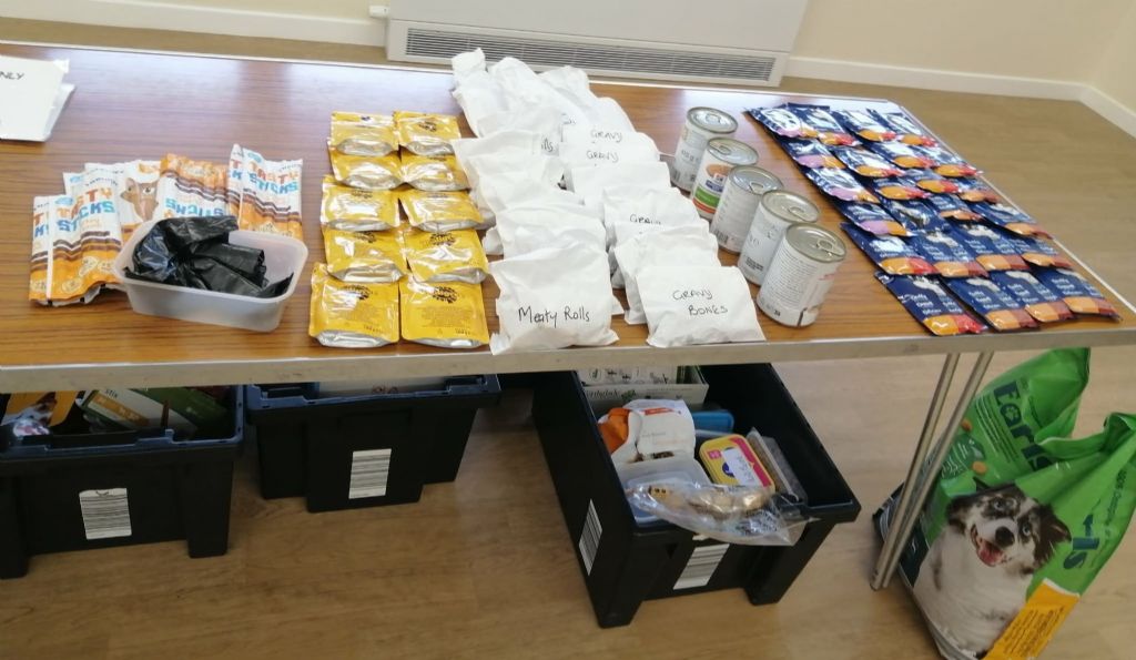 A table of available dog/pet food